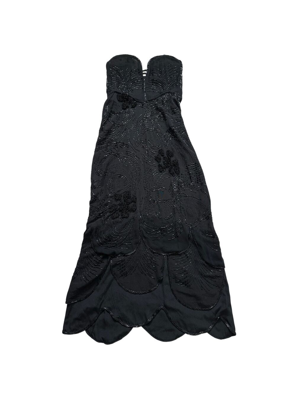 Gorgeous 2 Piece Handmade Fully Beaded Silk Corset Maxi Dress Black Tie Formal